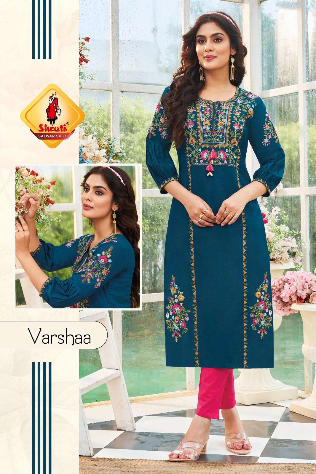 KKASHISH VOL 29 PURE COTTON LINEN WITH DIFFERENT TYPES OF STYLISH EMBROIDERY WORK KURTI BY SHRUTI SUITS BRAND VARSHAA